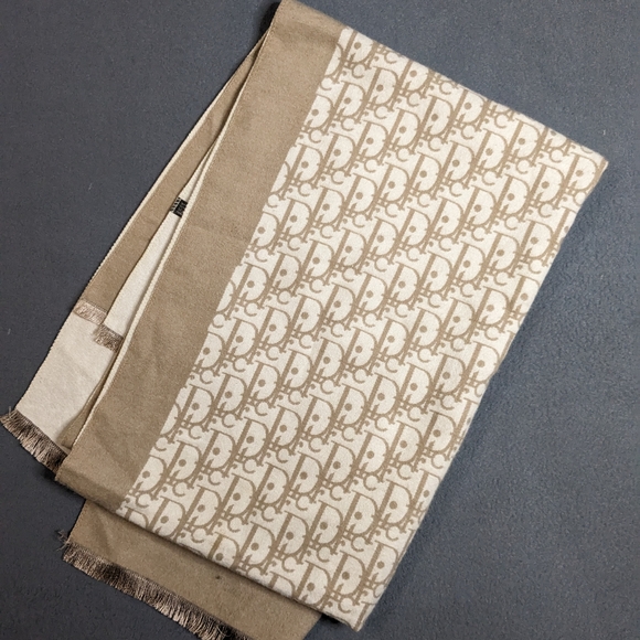 Christian Dior Designer Beige Cream Men's Scarf Monogram 72x24
